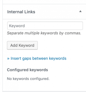 The keyword meta box in the editor