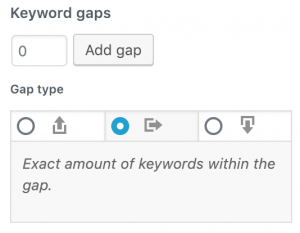 configuration of the keyword gaps