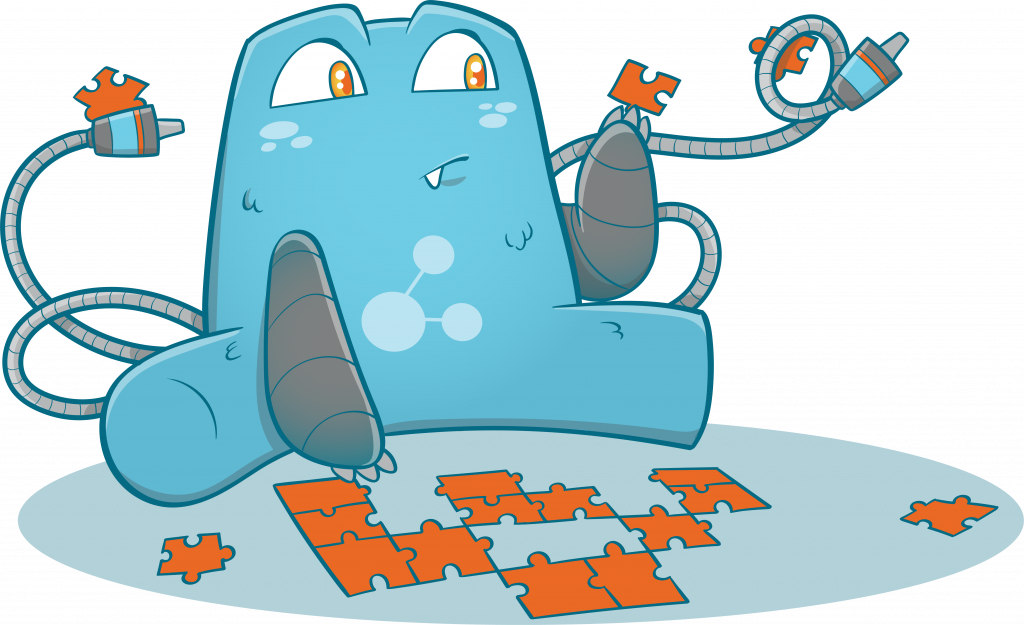Internal Link Juicer Mascot solving a jigsaw puzzle