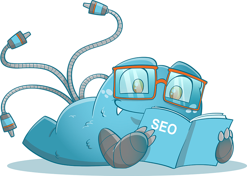 Internal Link Juicer Mascot reading an SEO book about what are internal links and external links