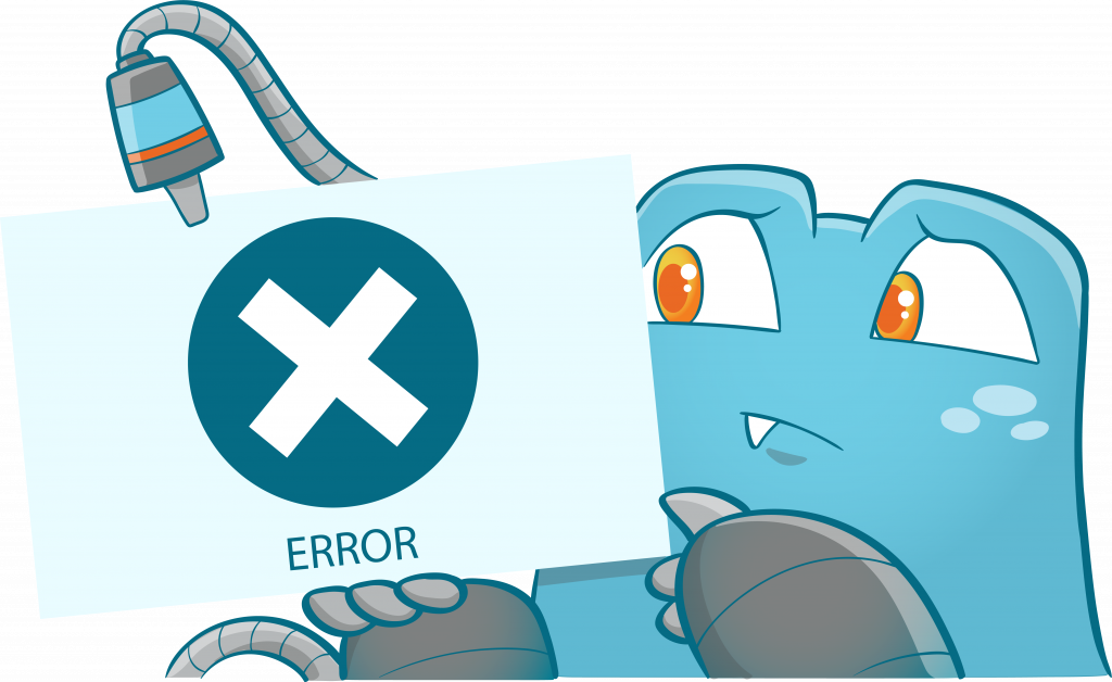 Internal Link Juicer Mascot holding a board with an error message and icon written on it
